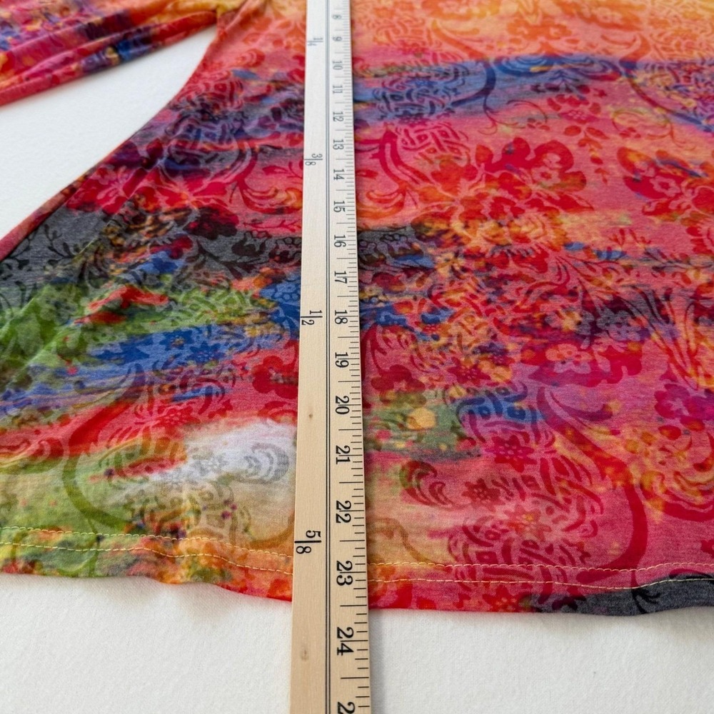 Vintage Y2K Zelia Burnout Floral Tunic Top Long Sleeve Artsy Campus Fairycore XL - Picture 7 of 16
